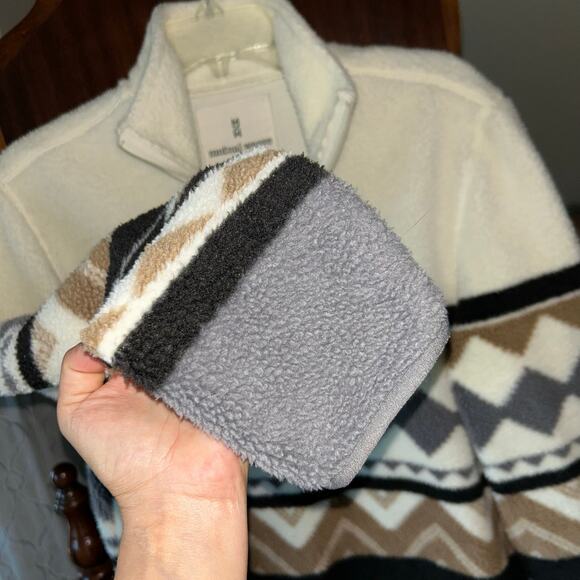 Mutual Weave Mens Ivory southwestern Fleece 1/4 Zip Pullover Sweatshirt Small - Picture 5 of 10
